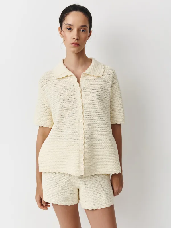 Әйелдер жейдесі, өлшемі XS, поло жағасы бар, мақта К, сарғылт-қоңыр, Babirye, image-1