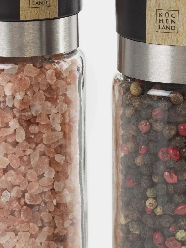 Мельница для специй, 16 см, 2 шт, механическая, стекло/пластик, Соль/Перец, Spices, image-4