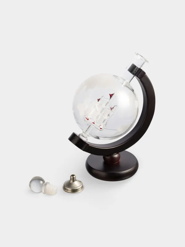 Графин, 650 мл, на подставке, стекло Б/дерево, Глобус с кораблем, Bar, image-8
