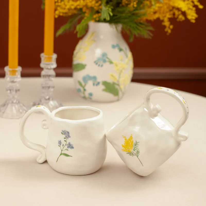 Кружка, 530 мл, Мимоза и незабудка, Crumple flower, image-6