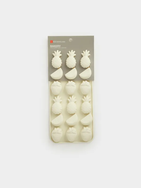 Мұз бен шоколадқа арналған қалып, 23х10 см, 18 бөлім, силикон, сүт түстес, Жеміс-жидек, Bakery, image-4