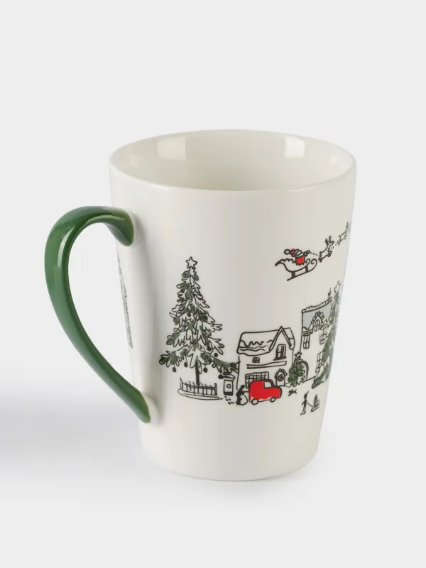 Саптыаяқ, 420 мл, фарфор N, ақ және жасыл, Мерекелік қала, Christmas city, image-1