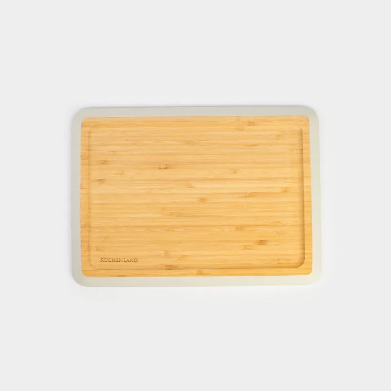 Табақша, 33x24 см, бамбук, тікбұрышты, сүт түсті жиегі, Bamboo