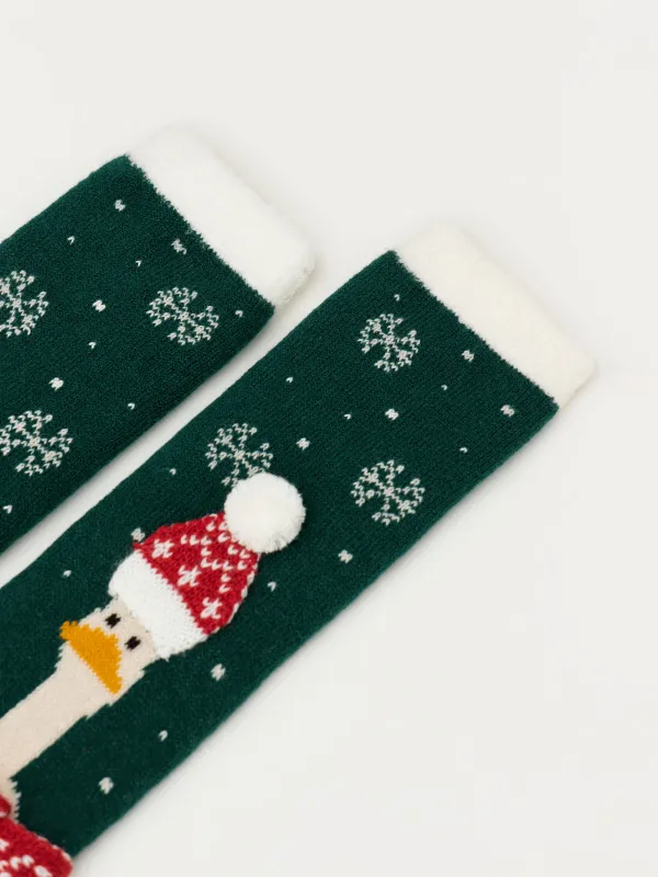 Әйелдер шұлықтары, үйге арналған, өлшемі 39-41, акрил/полиэстер, жасыл, Қалпақ киген қаз, Hot winter, image-2