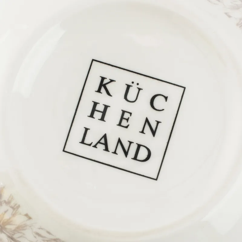 Салат ыдысы, 14x7 см, 620 мл, 2 дана, Фарфор P, ақ, бежевый гүлдер, Малео, image-2