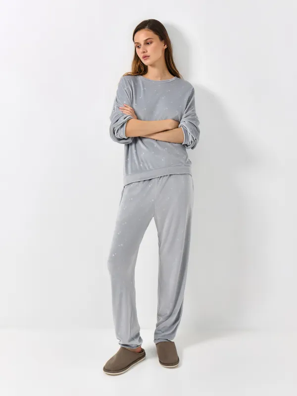 Әйелдер киім жиынтығы, үйге арналған, өлшемі S, шалбары бар, полиэстер/эластан, көгілдір, Жұлдыздар, Linna, image-0