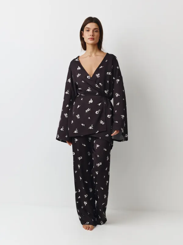 Брюки женские, домашние, черно-белые, Leyra, image-0