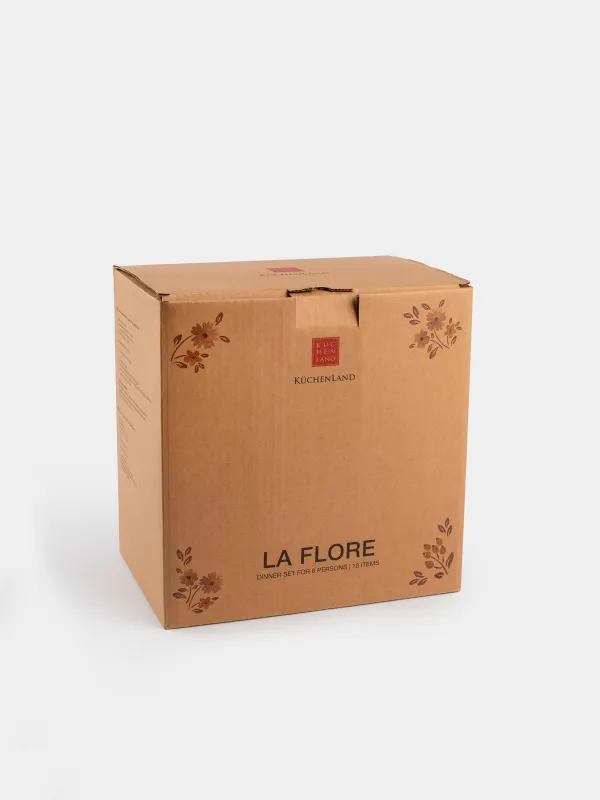 Сервиз обеденный, 6 перс, 18 пр, фарфор N, белый, Винтажные цветы, La flore, image-8