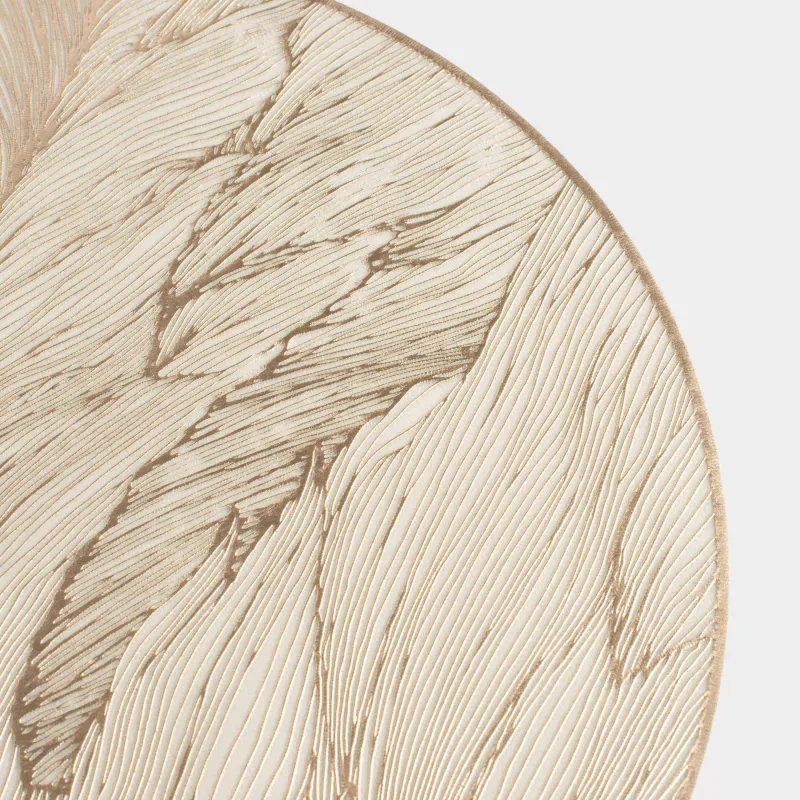 Салфетка под приборы, 38 см, ПВХ, круглая, золотистая, Лист, Azhur, image-2