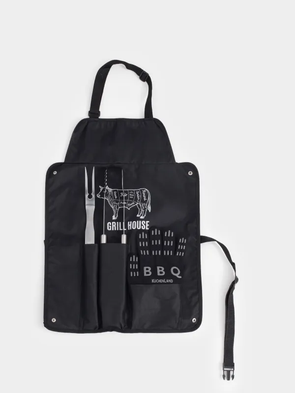 Барбекюге арналған жиынтық, 4 пр, алжапқышта, BBQ, image-0