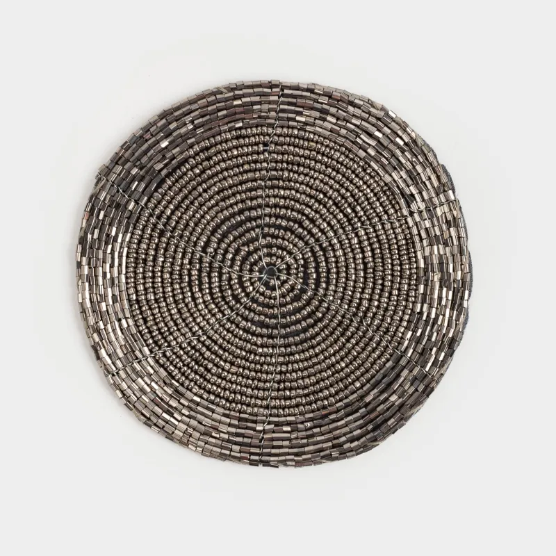 Шыныаяқ асты түпқойма, 10 см, 2 дана, бисер, дөңгелек, қою сұр, Shiny beads, image-2