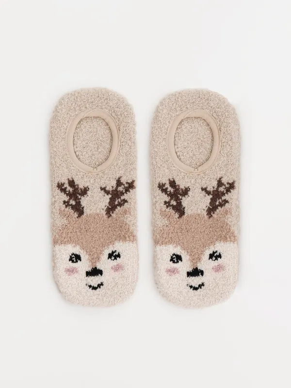 Әйелдер шұлықтары, үйге арналған, өлшемі 36-38, полиэстер, сарғылт-қоңыр, Бұғы, Funny, image-0