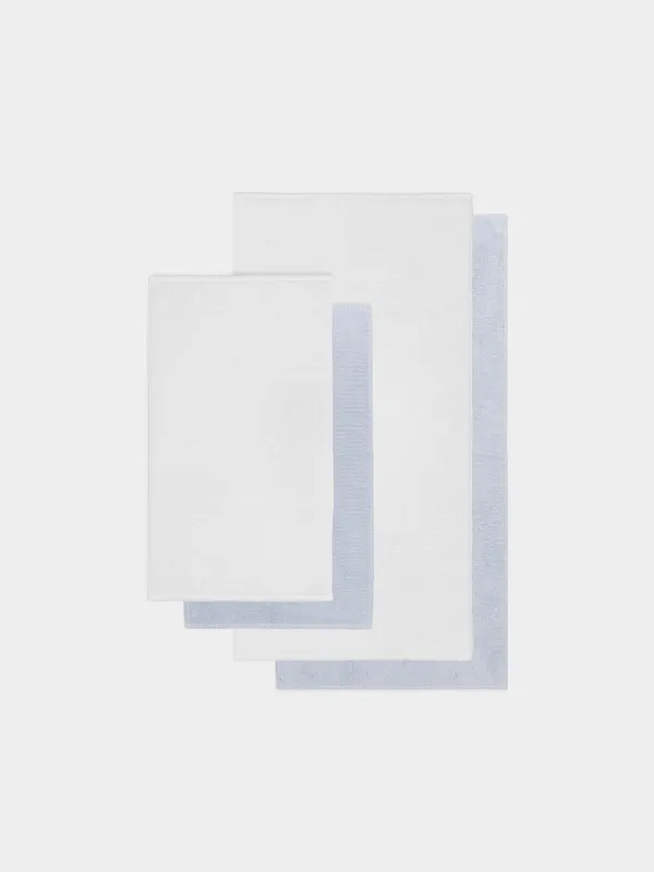 Комплект полотенец, 50х90/70х140 см, 4 шт, хлопок, белый/голубой, Terry cotton, image-1