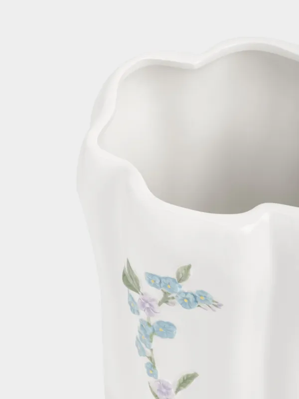 Гүл вазасы, 20 см, керамика, ақ, Ботакөз, Crumple flower, image-3