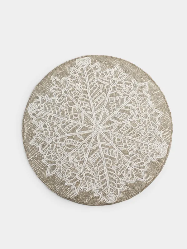 Аспаптарға арналған майлық, 36 см, моншақтар, дөңгелек, күміс, Қар ұшқыны, Art beads, image-0