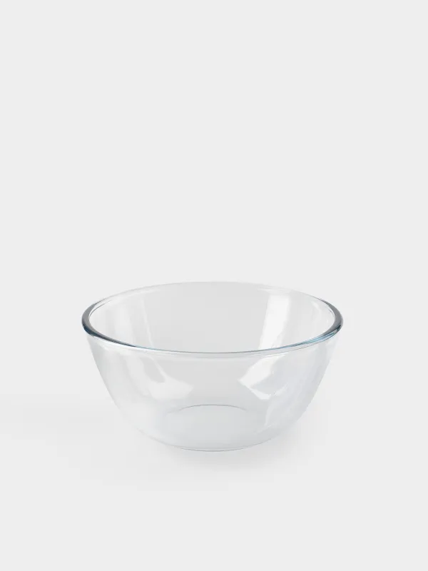 Салат ыдысы, 23 см, 2,7 л, 3 зат, қасық/шанышқымен, шыны Б/болат, Clear, image-2