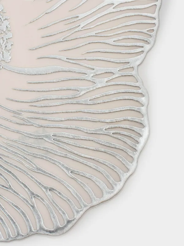 Салфетка под приборы, 37 см, ПВХ, фигурная, серебристо-серая, Цветок, Azhur form, image-3