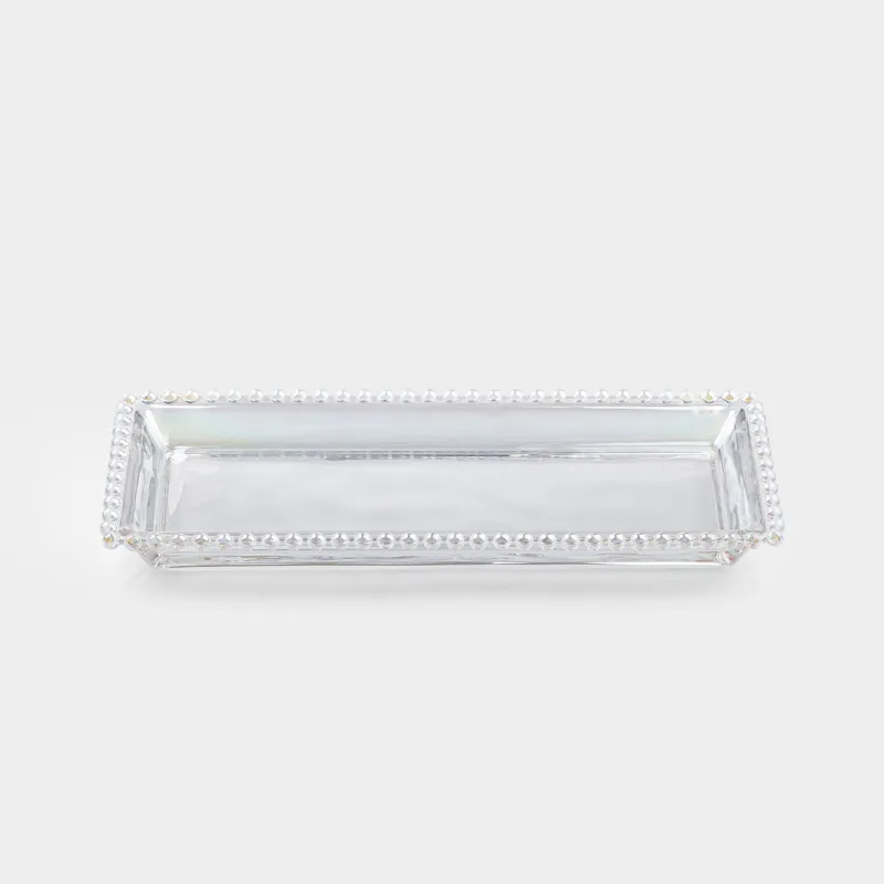 Блюдо, 30х12 см, стекло, прямоугольное, перламутр, Moon