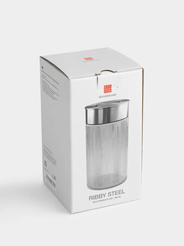 Сусымалы өнімдерге арналған құты, 960 мл, вакуумдық қақпағы бар, шыны Б/болат, Ribby steel, image-6