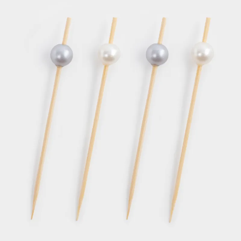 Шпажка для канапе, 9 см, 20 шт, бамбук, серая/белая, Жемчужина, Elegant details