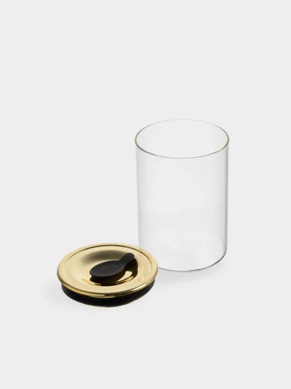 Сусымалы өнімдерге арналған құты, 1л, пластик шыны Б, Алтын қақпақ, Classic gold, image-2