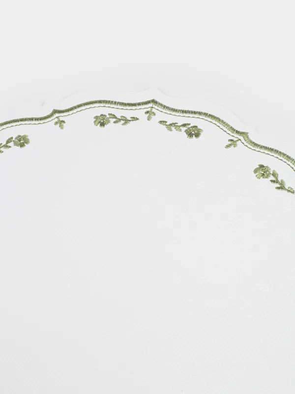 Салфетка под приборы, 38 см, ПВХ/полиэстер, фигурная, молочная, Винтажные цветы, Rock embroidery, image-3