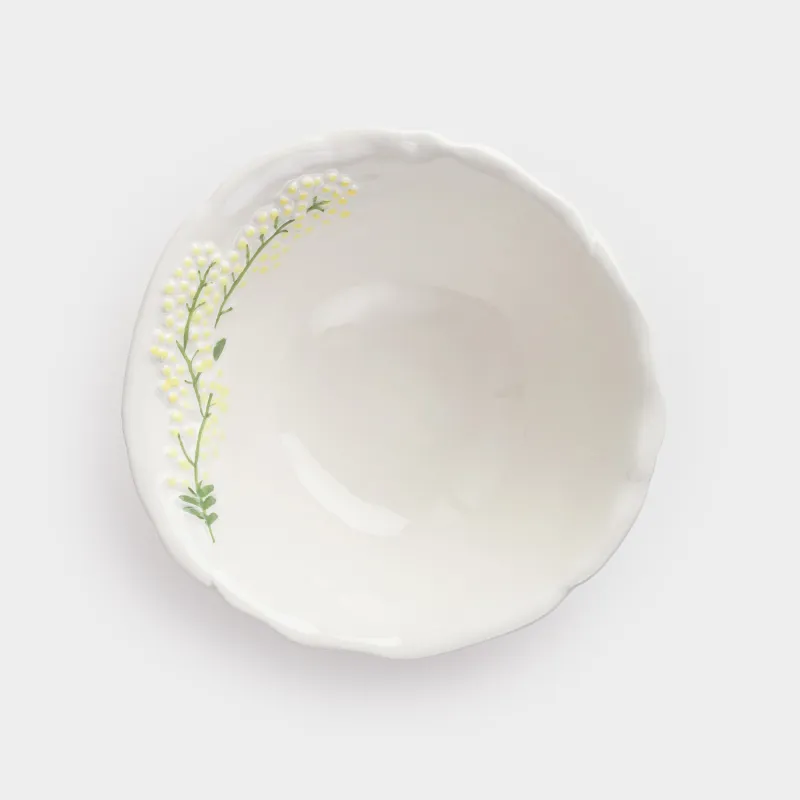 Салатник, 15х7 см, 400 мл, керамика, белый, Мимоза, Crumple flower, image-1
