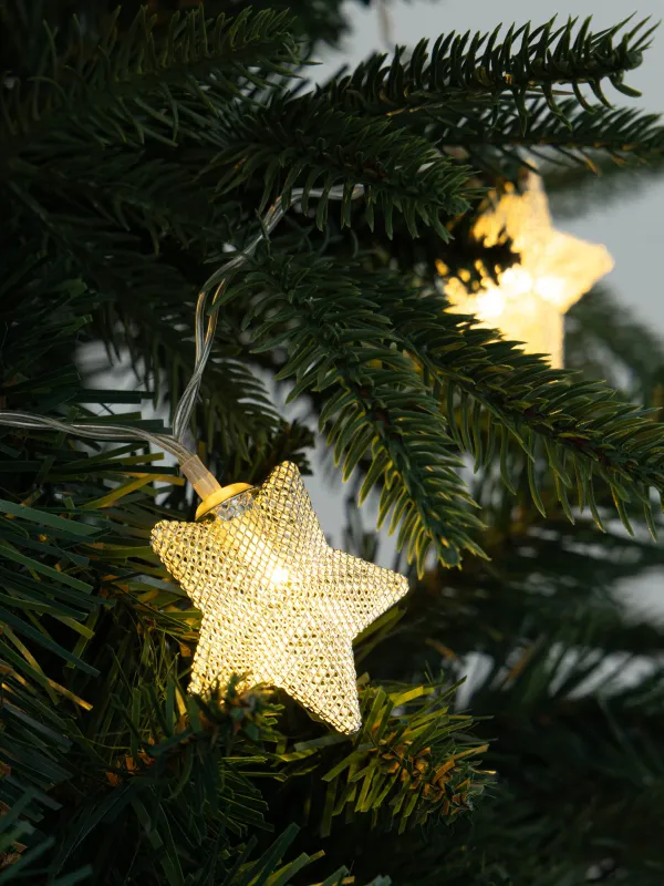 Гирлянда декоративная, 1,35 м, с подсветкой, 10 ламп, металл/пластик, белая, Звезды, Christmas, image-5