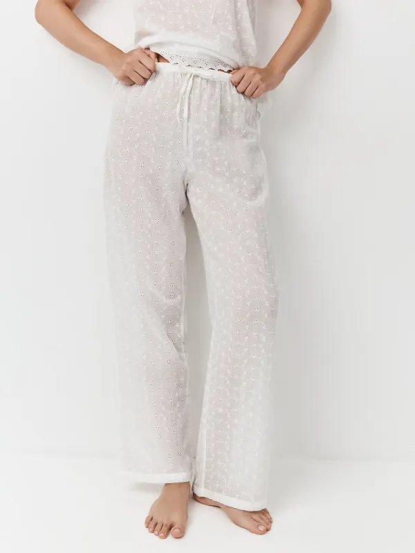 Әйелдер шалбары, үйге арналған, өлшемі S, мақта К, ақ, Өрнектер, Deremisa, image-0