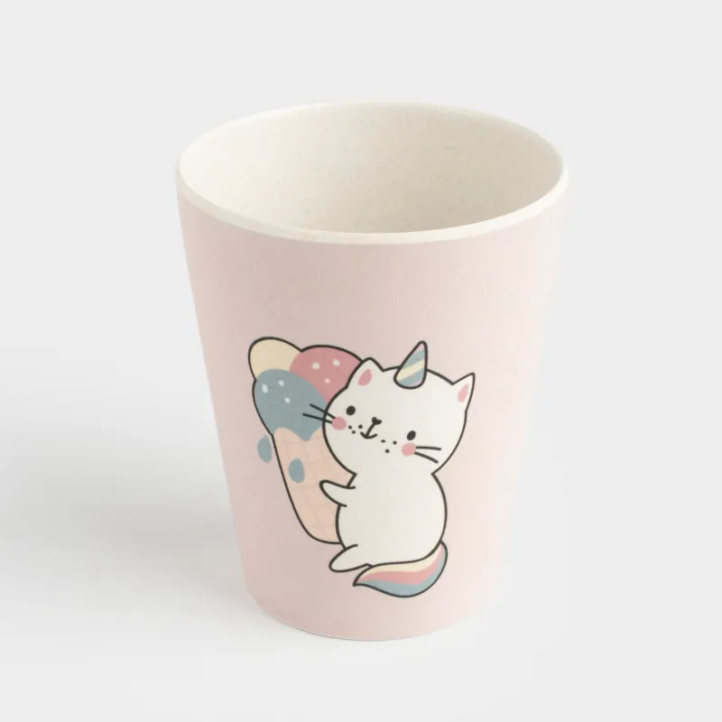 Ыдыс-аяқ жинағы, балаларға арналған, 5 зат, бамбук, қызғылт, Қанаттары бар бір мүйізді, Unicorn, image-4