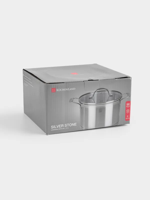 Кәстрөл, 20 см, 3,5 л, қақпағы бар, Silver Stone, image-7
