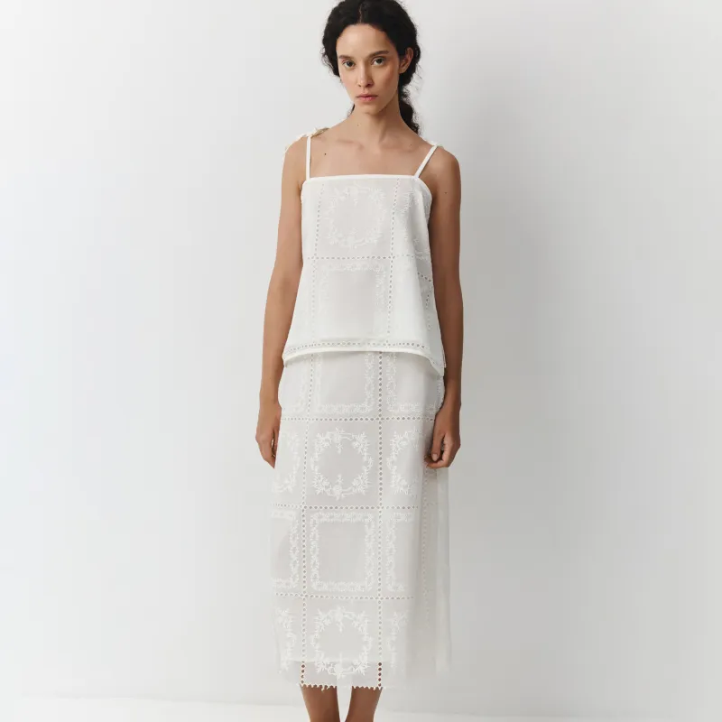 Әйелдер белдемшесі, миди, өлшемі L, тенсель/полиэстер К, сүт түстес, Lysandra