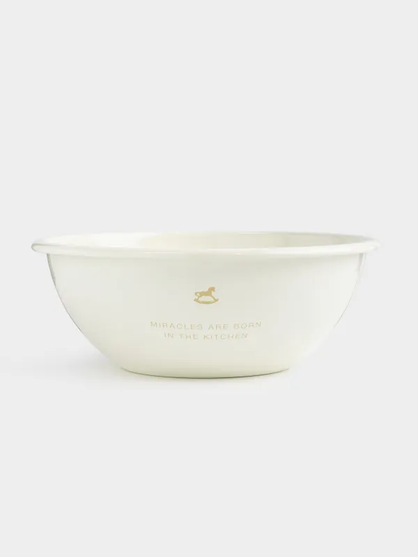 Миска, 1,6 л, металл эмалированный, молочная, Лошадка-качалка, Enamel, image-0