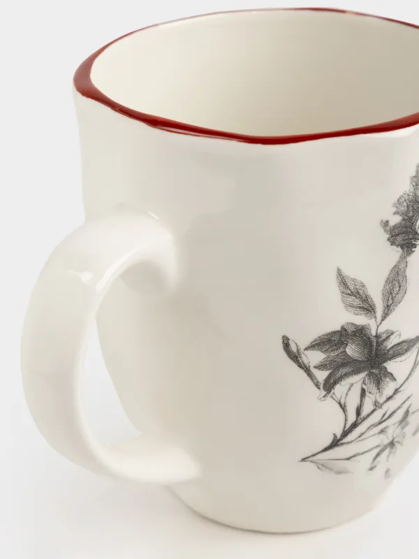 Саптыаяқ, 360 мл, керамика, ақ, Графикалық гүлдер, Floria graphic, image-3