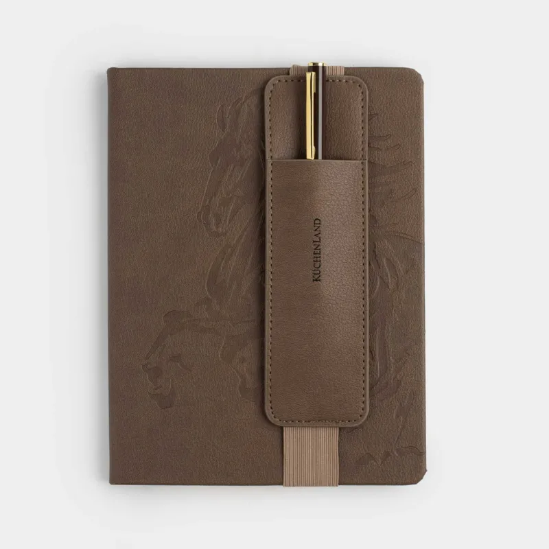 Блокнот для записей, 15х20 см, 80 л, с ручкой, полиуретан, коричневый, Лошадь, B&G