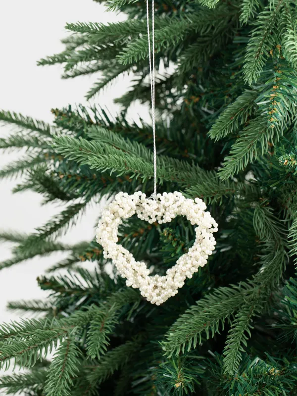 Игрушка елочная, 8 см, бисер/металл, перламутр, Сердце, Beads figure, image-2