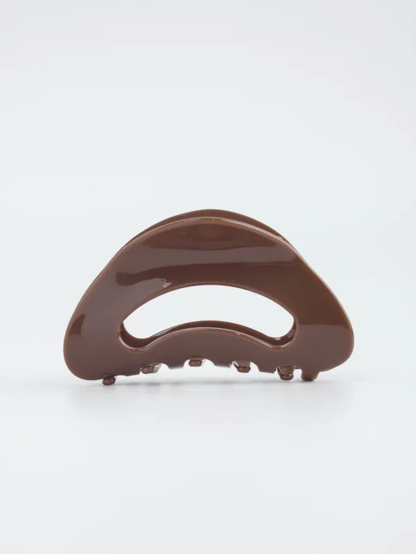 Заколка для волос, 9 см, пластик/металл, коричневая, перламутр, Крабик, Hair basic, image-1