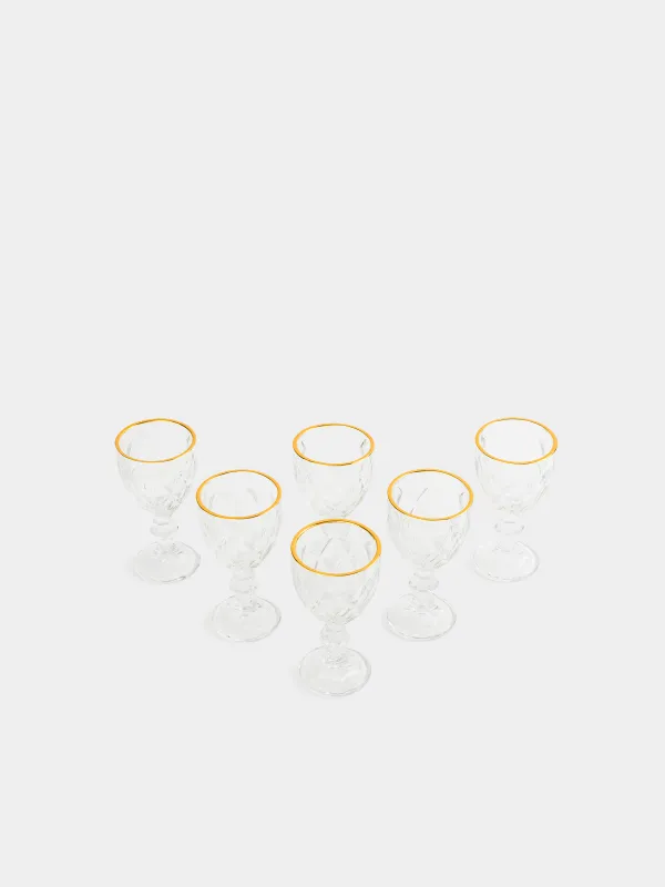 Рюмка, 50 мл, 6 шт, стекло Р, с золотистым кантом, Rhomb gold, image-1