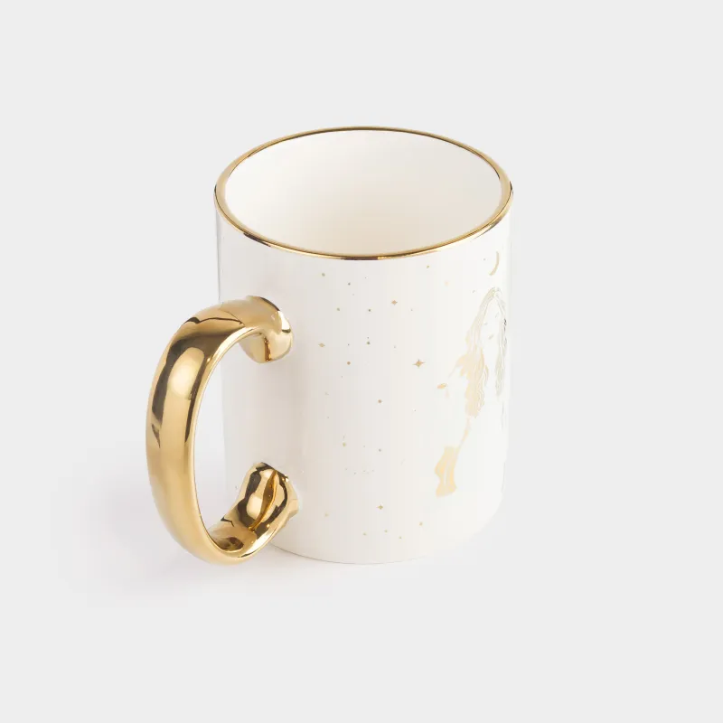 Кружка, 350 мл, фарфор N, бежево-золотистая, Девушка с луной, Girls, image-1