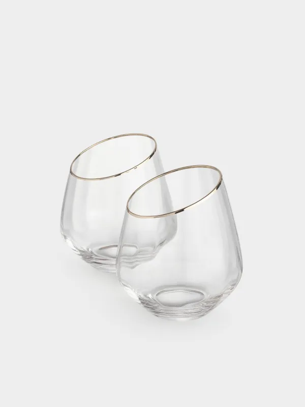 Стакан, 11 см, 350 мл, 2 шт, стекло, с золотистым кантом, Charm R gold, image-1
