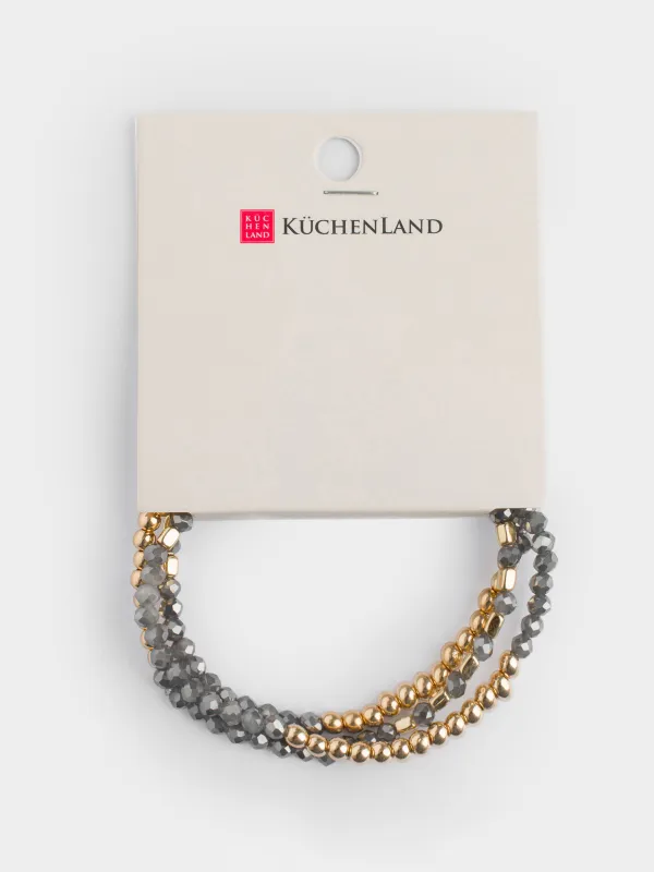 Білезік, 17 см, 3 дана, акрил/пластик, қоңыр, моншақтар, Jewelry, image-3