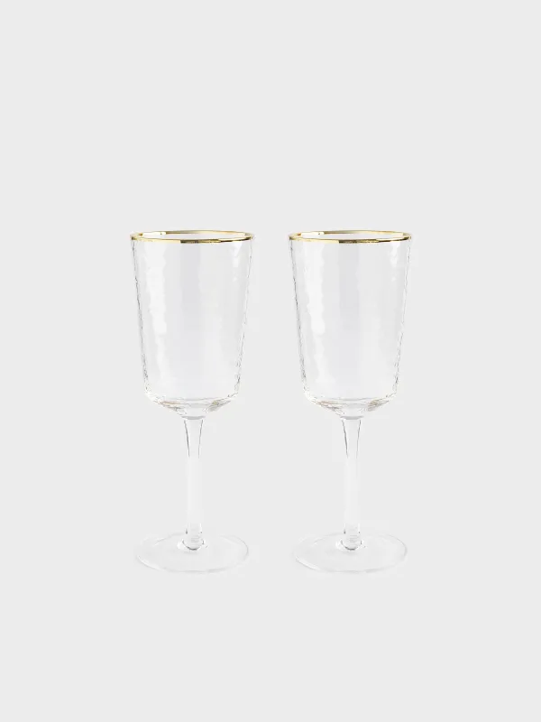 Бокал для вина, 2 шт, с золотистым кантом, Ripply gold, image-0