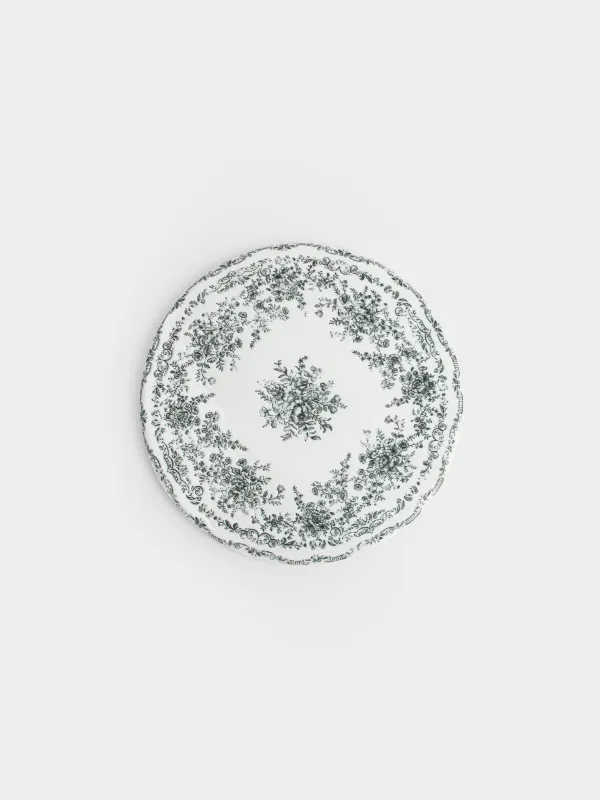 Ыстыққа арналған тұғыр, 20 см, керамика/тығын, дөңгелек, ақ, Жасыл гүлдер, Green lace, image-0