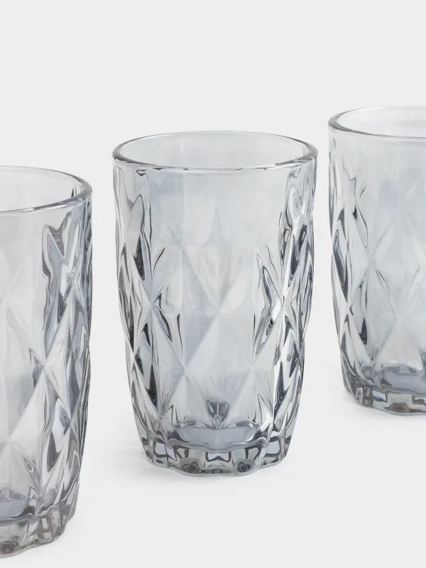 Стақан, 12 см, 340 мл, 6 дана, шыны Р, сұр, Rhomb color, image-2