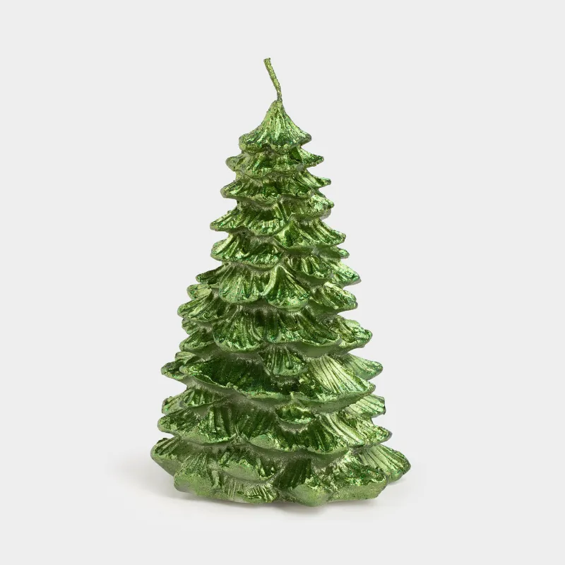 Шам, 7x12 см, жылтырақтары бар, жасыл, Шырша, Fir candle