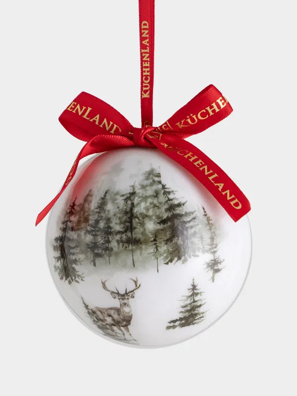 Игрушка елочная, 7 см, пенопласт, Шар, Олень, Ball print, image-0