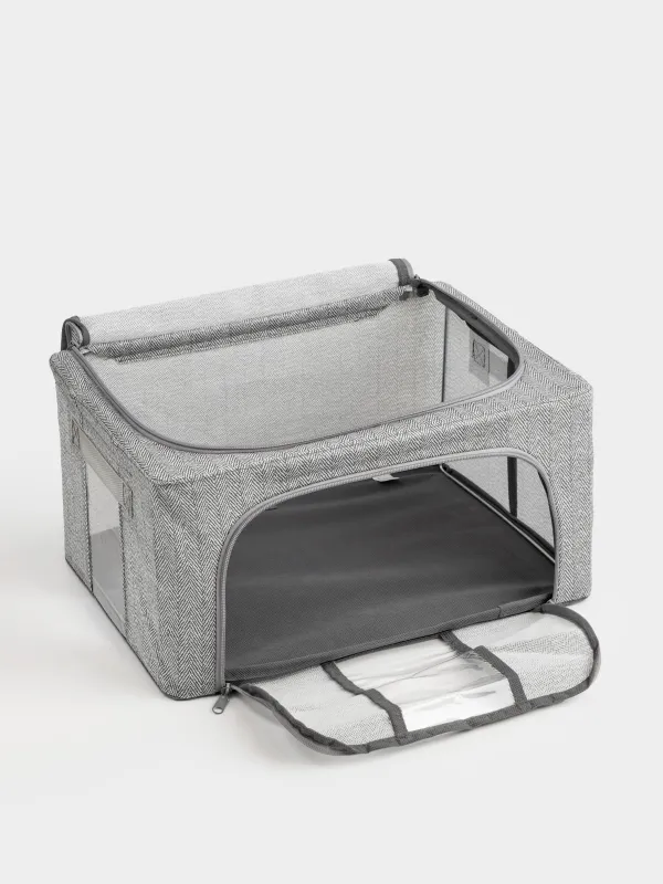 Органайзер-короб для вещей, 50х40х22 см, на молнии, текстиль, серый, Pedant new, image-5