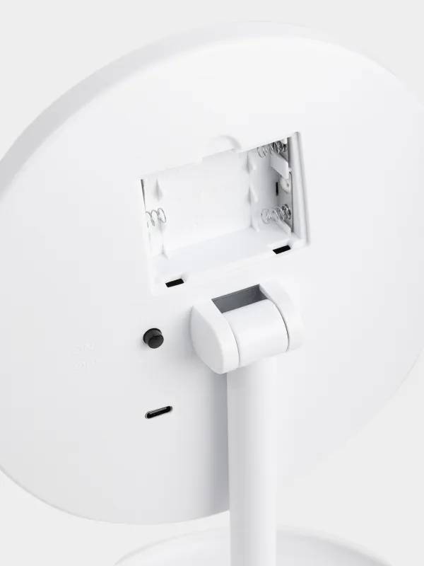 Зеркало настольное, 29х18/15 см, с подсветкой, на подставке, пластик, круглое, белое, Vesta, image-3