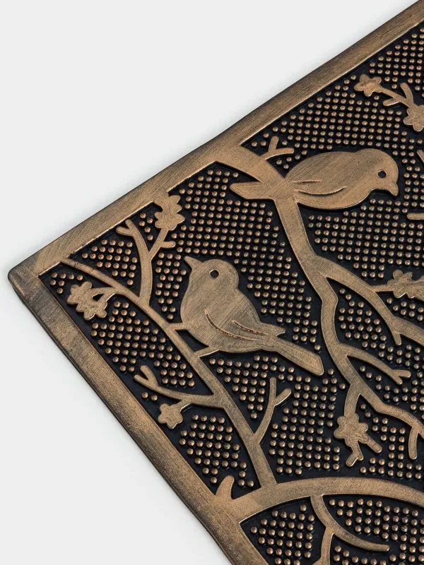 Есік жанындағы кілемше, 45х75 см, резеңке, қара-қола, Құстар, Home deco, image-2