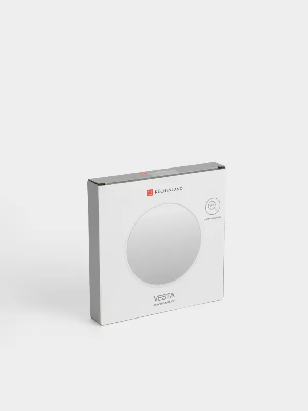 Аспалы айна, 13/12 см, үлкейткіш, сорғыштары барры бар, пластик, дөңгелек, ақ, Vesta, image-5